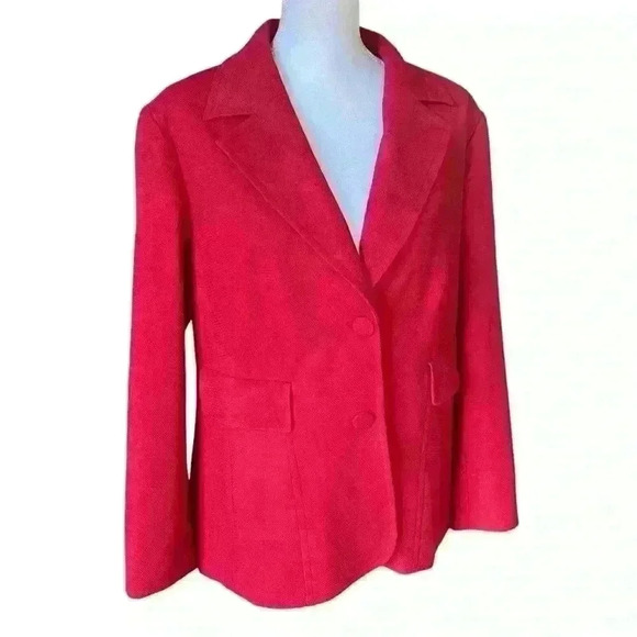 Coldwater Creek Women’s Single Breasted Blazer Size 16 Red Textured Classic Work - Picture 2 of 11